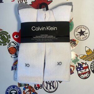 CK Crew MEN Socks Cushion 5 Pairs WHITE Size 7-12 White Calvin Klein NEW